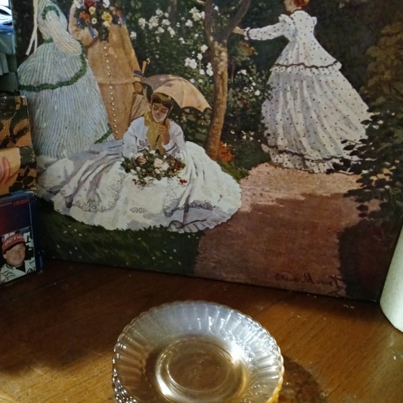 5 Vintage Fortecrisa pink glass saucers set. &Adeline Blue Cookie Jar,Nice ๐ป๐ - Picture 6 of 15